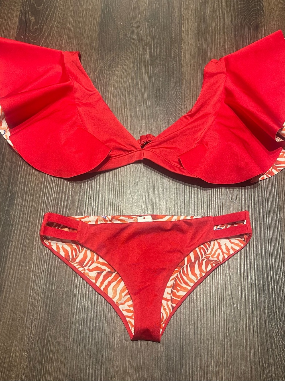 Red Women's Flounce Bikini Set - Brand Unspecified